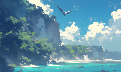 Obraz premium tropical island in the ocean. Generative AI