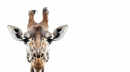Giraffe head face isolated on white background : Generative AI