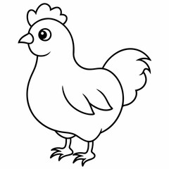  Chicken  Line Art  Vector Illustration 