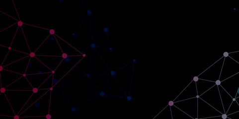 Technology abstract black digital background of connected dot with irregular stock lines. Network Connecting dot polygon background. Concept of Networking technology and futuristic style.