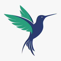 Silhouette Flying Hummingbird vector illustration with white background, Vector Birds Collection