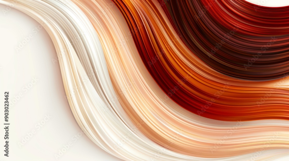Poster abstract wavy background with flowing lines of warm colors, ranging from white to deep red.