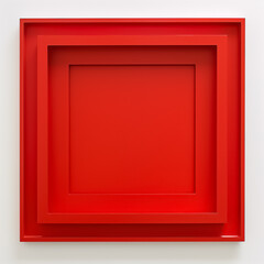 Fototapeta premium Modern Minimalist Red Square Art Installation on White Wall 