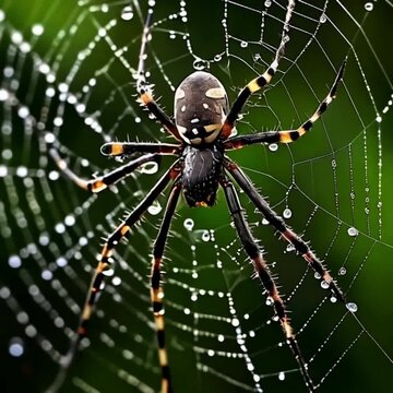 Spider on Web After the Rain: Nature&rsquo;s Beauty Captured in Detail,A stunning image of a spider on a rain kissed web, capturing nature&rsquo;s intricate beauty, web disign banner 