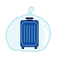 トコジラミの対策の為にスーツケースをビニール袋に入れているイラスト