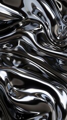 Liquid silver metal texture forming abstract wavy pattern