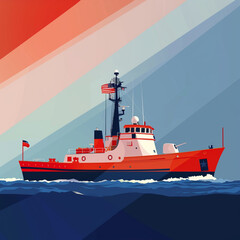 US Coast Guard Birthday background design wallpaper in Patriotic colors with text and stars. August 4 is United States Coast Guard Birthday, backdrop