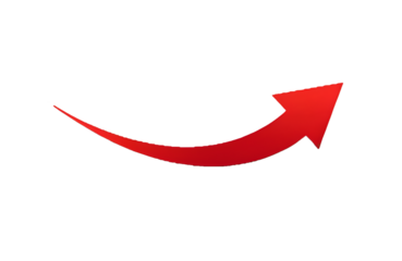 Red curved arrow isolated on transparent background