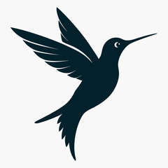 Fototapeta premium Silhouette Flying Hummingbird vector illustration with white background, Vector Birds Collection