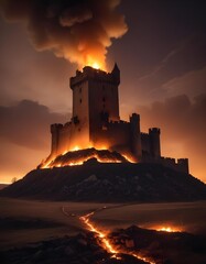 Obraz premium burning castle 3d