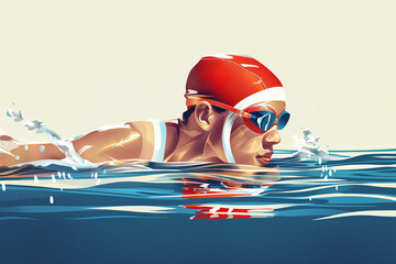 athlete swimming in pool