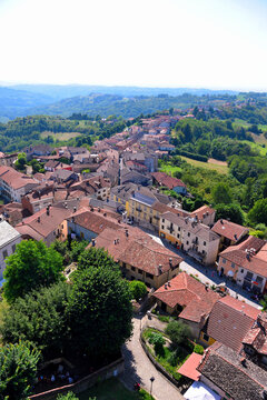 panorama of murazzano seen from the medieval tower cuneo italy