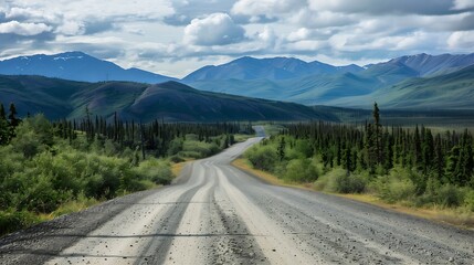 The beautiful landscape of the dempster highway during the yukon summer yukon canada : Generative AI