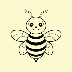 Cute happy bee illustration vector graphic artwork