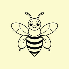 Cute happy bee illustration vector graphic artwork