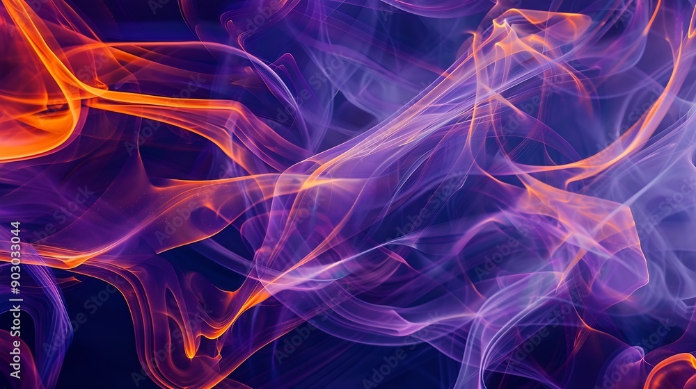 Aufkleber a mesmerizing interplay of vivid purple and deep blue hues intertwined with ethereal fiery orange st