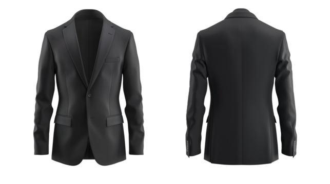 Black Formal suite male mockup front and back isolated on white bg