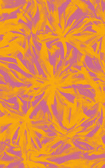 Abstract background pattern with tropical flowers. Grainy texture.
