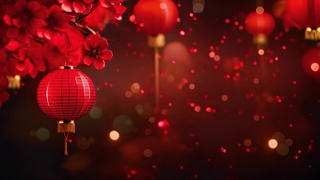 Chinese new year concept red decorated festive background