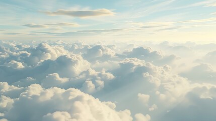 Fototapeta premium High nature view large white clouds on soft sky background in the morning View of white cloudy on the plane : Generative AI