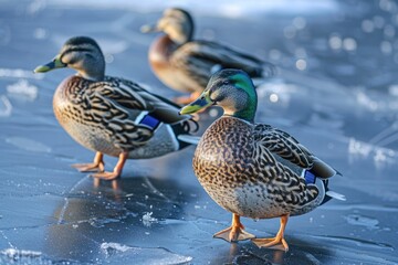 Teal Ducks in Toronto Lake: Aquatic Birds in Lake Ontario Park