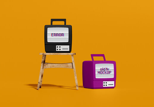 Pair of Retro Portable TV Mockup