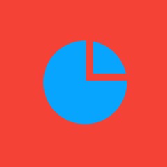 A blue Icon Isolated on a red  Background - Pie Chart template design 