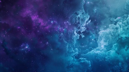 Vivid and richly textured abstract background featuring a cosmic blend of blue and purple shades resembling a nebula or galaxy : Generative AI
