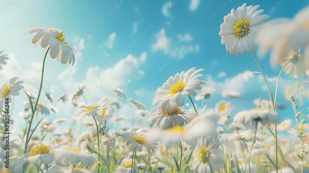 Aufkleber a beautiful sundrenched spring summer meadow natural colorful panoramic landscape with many wild flo
