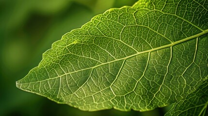 A lush green leaf background with rich textures and vibrant hues, creating a fresh and natural backdrop