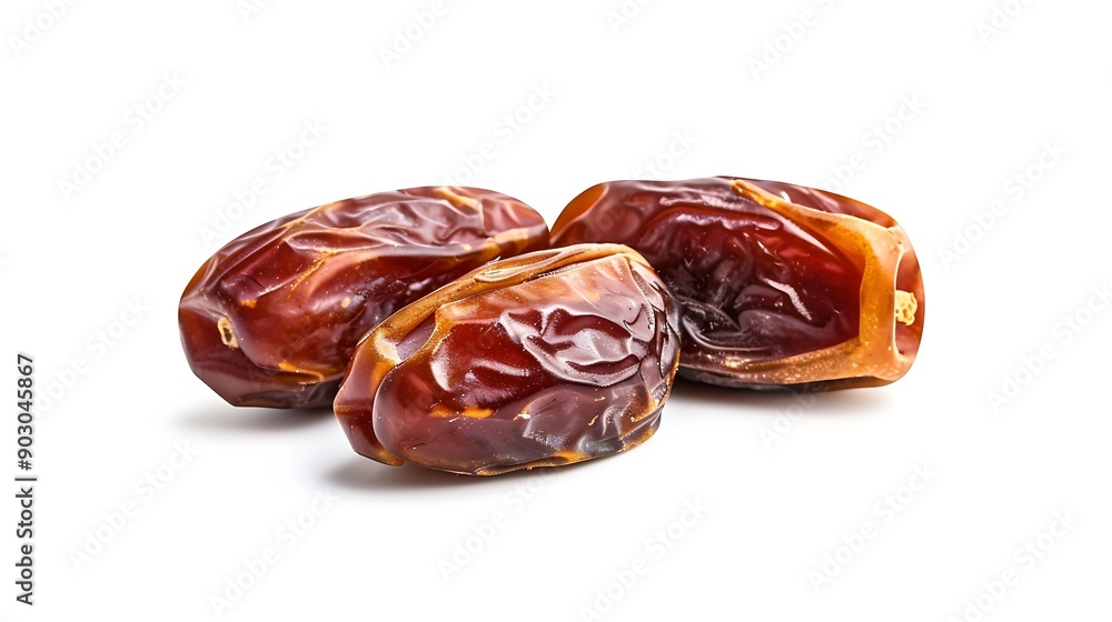 Poster Dried dates fruits isolated on white background Clipping path : Generative AI