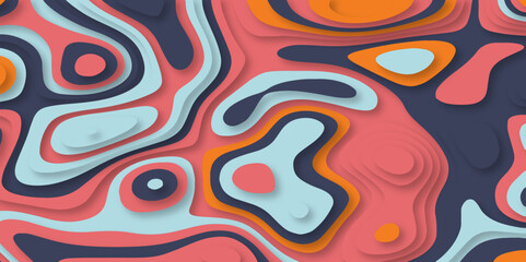 Paper cut topography relief imitation colorful 3d multi layers vector. 3D abstract background with paper cut shapes.