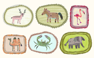 Animal wildlife watercolor painting. vector illustration. isolated cartoon.	