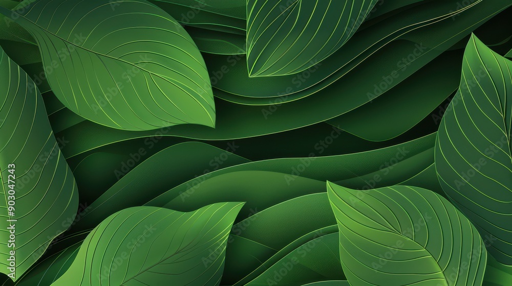 Poster a modern green leaf design with clean lines and minimalistic elements, offering a stylish and refres