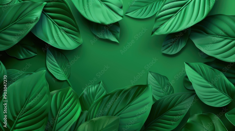 Poster a modern green leaf design with clean lines and minimalistic elements, offering a stylish and refres