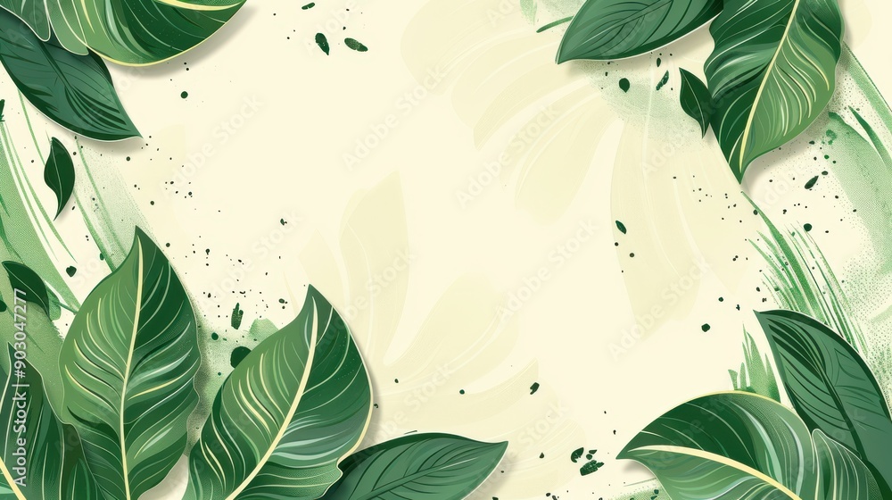 Poster a modern green leaf design with clean lines and minimalistic elements, offering a stylish and refres