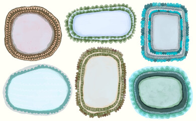 Nature frame watercolor vector illustration.