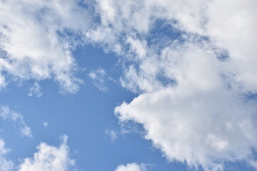 Blue sky with white clouds. Background sky gradient 