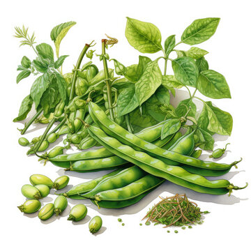 recommend clip art: Watercolor Green bean, clipart Illustration, Generative Ai