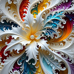 Abstraktion Weiße fraktale Blüten 1x1. Hintergrund für das Design 1. © nitroziklop7