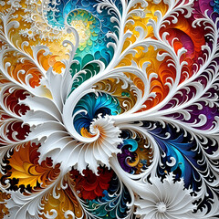 Abstraktion Weiße fraktale Blüten 1x1. Hintergrund für das Design 2. © nitroziklop7