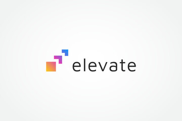 Elevate Logo Image. Colorful Geometric Shapes Stairs Symbol isolated on White Background. Flat Vector Logo Design Template Element for Business and Branding Logos.