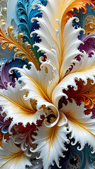Abstraktion Weiße fraktale Blüten 9x16. Hintergrund für das Design 1. © nitroziklop7