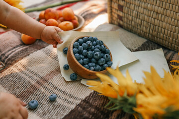 Little child on picnic, summer mood