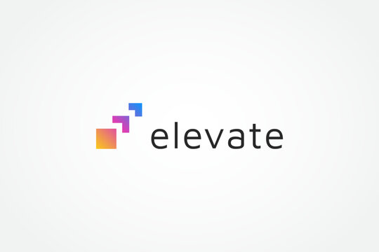 Elevate Logo Image. Colorful Geometric Shapes Stairs Symbol isolated on White Background. Flat Vector Logo Design Template Element for Business and Branding Logos.
