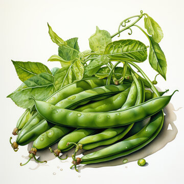recommend clip art: Watercolor Green bean, clipart Illustration, Generative Ai