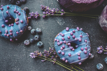 Colorful cakes on a dark background, beautiful picture