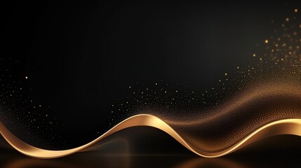 Abstract black and gold background with glitter.