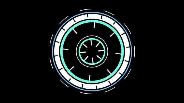 Trendy neon sniper target. futuristic vector, future tech, neon wheel, technology animation background video
