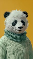 An old panda in a sweater
